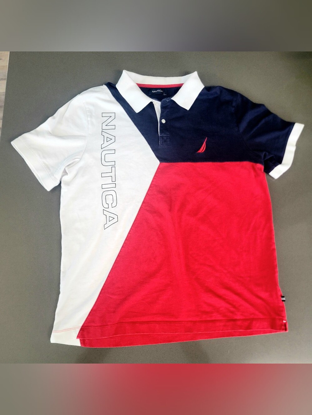 Nautica Men's Colorblock Polo in Red, Navy & White